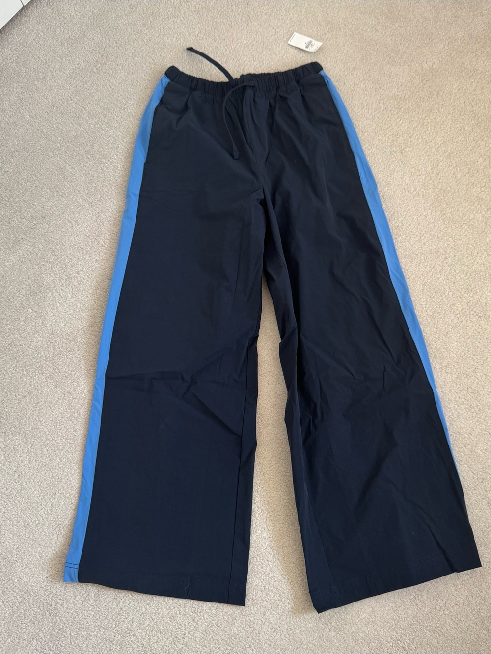 Navy Wide-Leg Track Pants with Blue Side Stripes from Old Navy
